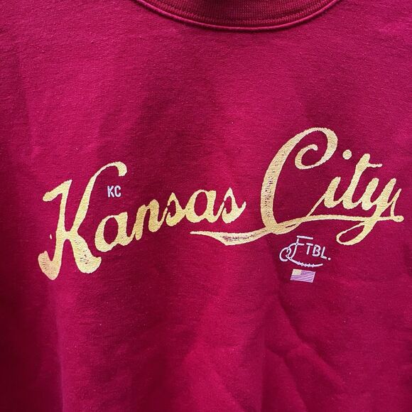 Kansas City Chiefs Football Crewneck Sweatshirt Unisex Medium Red Script Flag - Picture 4 of 16
